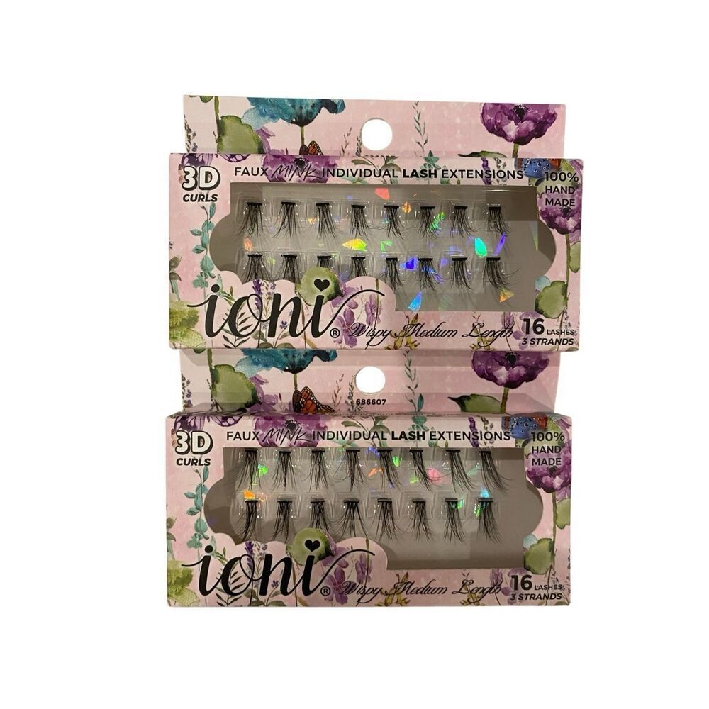 Ioni 3D Faux Mink Individual Lash Extensions Wispy Medium Lot Of 2 Set Cosmetics